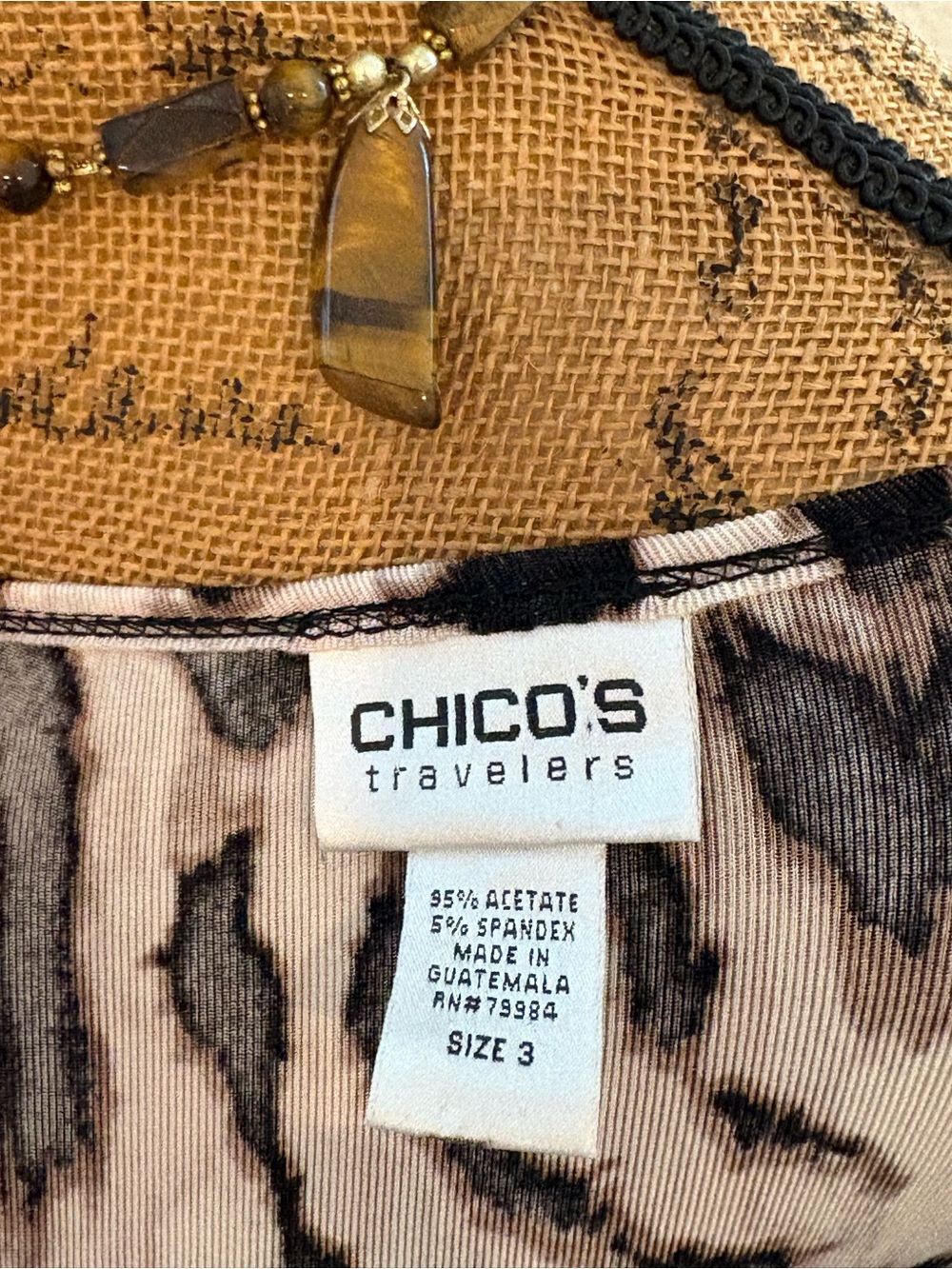 Chico’s Travelers Animal Leopard Print Stretch Wrinkle Free Tunic Size 3 = XL - Picture 5 of 5